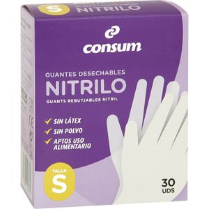 Guantes de Nitrilo sin polvo para uso alimentario Talla S