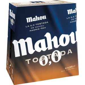 MAHOU Cerveza Tostada 0,0 Pack de 6 botellas