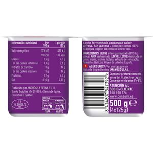 Yogur Sabor Fresa sin Lactosa P-4 unidades