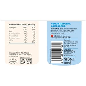 YOGURT DANONE NATURAL 4 UNIDADES DE 125G