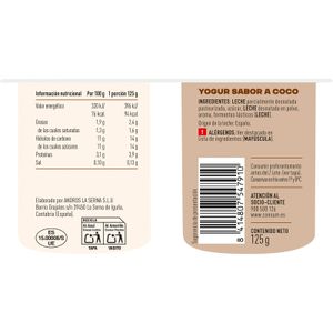 Yogur Sabor Coco Pack de 4 Unidades