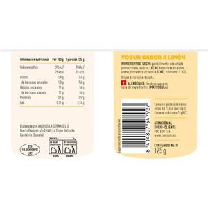 Yogur Sabor Limón Pack de 4 Unidades
