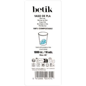Segona imatge del producte Gots PLA 1000 CC D'un sol ús de la marca BETIK
