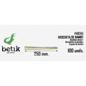 Segona imatge del producte Punxa Broqueta Bambú 25 cm 100 Unitats de la marca BETIK
