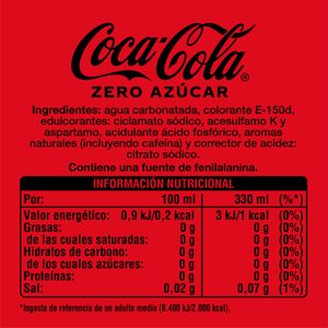 Refresco Cola Zero Pack Indivisible 6 Latas