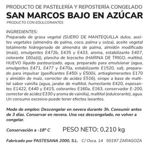 Pastel San Marcos Bajo en Azúcar
