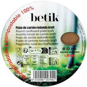 Segona imatge del producte Plat Gran Cartró 22 cm de la marca BETIK