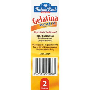 Gelatina Neutra en Polvo 2 Sobres x 10 gr