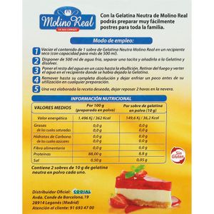 Gelatina Neutra en Polvo 2 Sobres x 10 gr