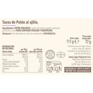 Tacos de Potón al Ajillo Lata