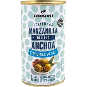 Aceituna Rellena Anchoa Baja en Sal en Lata