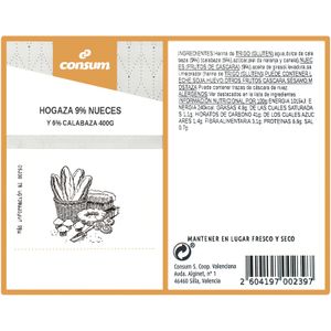 Hogaza 9% Nueces y 6% Calabaza