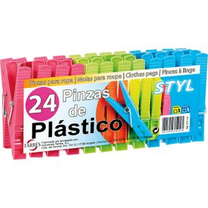 Pinzas Tender Ropa Plastico (Pack 24 Piezas) - BigMat