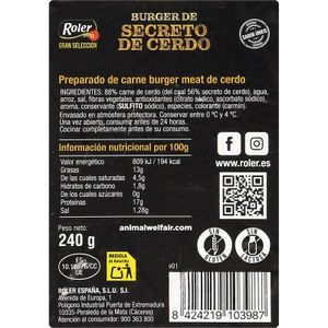 Burger con Secreto de Cerdo