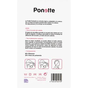 Toalla turbante seca pelo Ponette 1 ud.