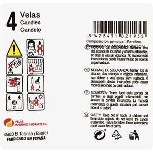 Pack 4 Velas Cilíndricas Blancas 