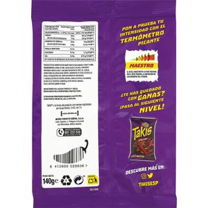 etiqueta nutricional de takis