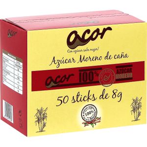 Azúcar Moreno de caña 50 Sticks 8 gramos 400 Gr