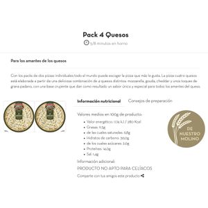 Pizza 4 Quesos Pack de 2 Unidades