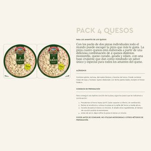 Segona imatge del producte Pizza 4 Formatges Paquet de 2 Unitats de la marca TARRADELLAS