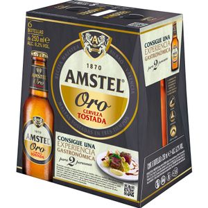 AMSTEL ORO Cerveza Tostada Pack de 6 botellas