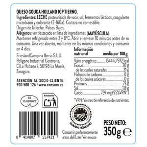 Segunda imagen del producto Queso Gouda Tierno Cuña de la marca CONSUM