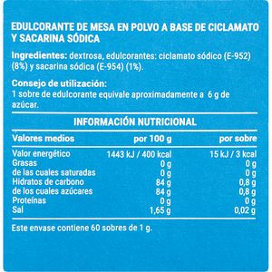 Edulcorante 60 sobres