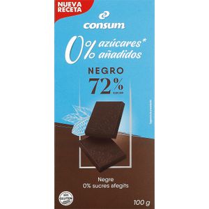 Chocolate Negro 72% Cacao sin Azúcar