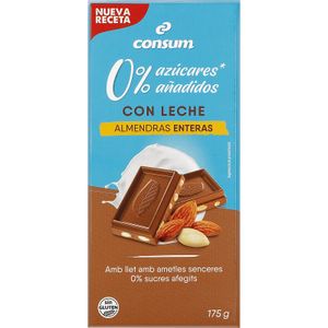 Chocolate con Leche Almendras sin Azúcar