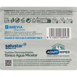 Segona imatge del producte Tovalolletes Desmaquillan Aigua Micel.lar Divisibl de la marca SALUSTAR