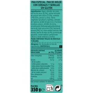Pan de Molde Sin Gluten Cereales y Semillas