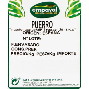 Puerro Limpio Bandeja