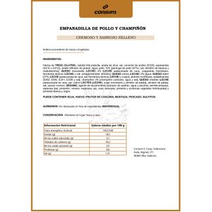 Empanadilla Pollo 10% y Champiñones 3% 1U