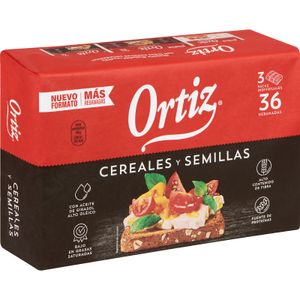 Pan Tostado 8 Cereales y Semillas, 36 Unidades ORTIZ