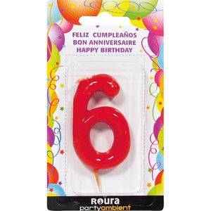 Vela de aniversario Roja número 6