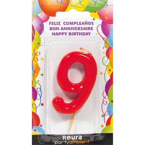 Vela de Aniversario Roja, Número 9