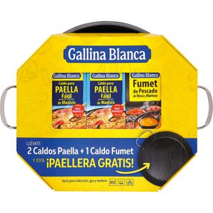 2 Caldos de Paella más 1 Fumet más Paella Gratis