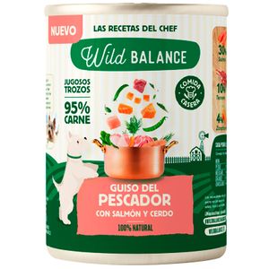Imagen de Comida natural perro lata Guiso de salmón y cerdo