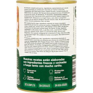 Comida natural perro lata Guiso de salmón y cerdo
