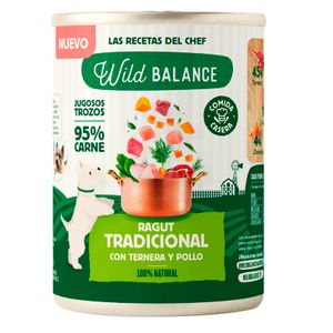 Imagen del producto Comida natural perro lata Ragut de ternera y pollo de la marca WILD BALANCE