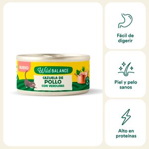 Segona imatge del producte Menjar Nat. Gat Llanda Pollastre amb Verdures de la marca WILD BALANCE