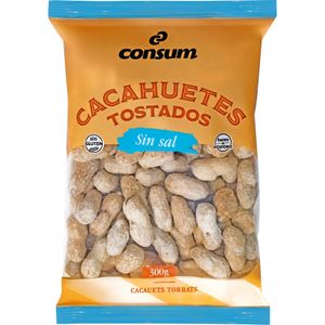 CONSUM Cacahuetes Tostados con Cáscara sin Sal