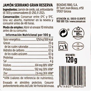 Jamón Gran Reserva Finas Lonchas