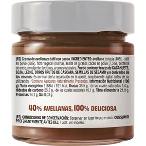 Crema Cacao y Avellanas con Dátil 100% Tarro