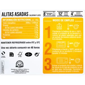 Alitas de Pollo Asadas Sabor a L'Ast