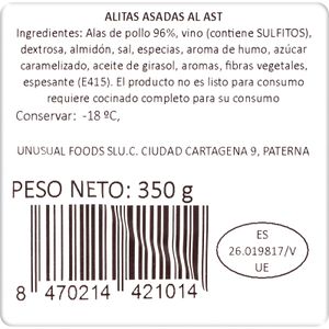Alitas de Pollo Asadas Sabor a L'Ast