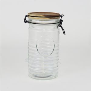 Tarro Vidrio Tapon Acacia 1000ml