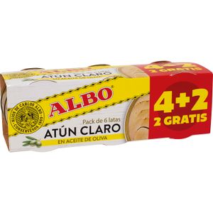 Atún Claro Aceite Oliva Pack 4+2 latas gratis