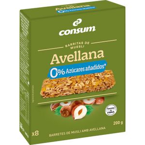 CONSUM Barritas Muesli Avellana 0% Azúcares Añadidos