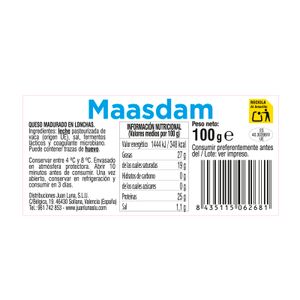 Queso Maasdam Lonchas Corte Fresco